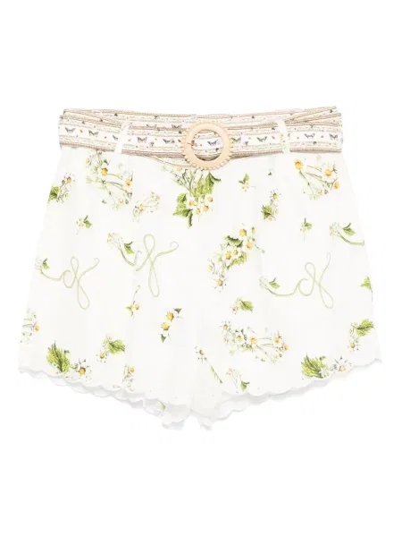 Pantaloni scurți Camilla cu model floral cu imagine alb