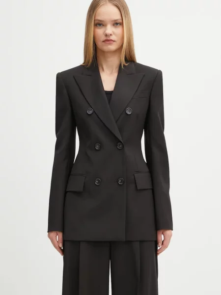 Sportmax geacă de lână ADAMO cu două rânduri de uni maro