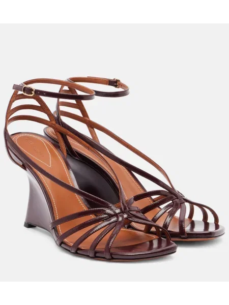 Sandale Zimmermann din piele cu pană de lac bordo