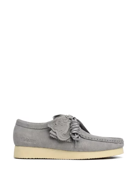 Botine Clarks Originals cu șireturi din piele de căprioară gri