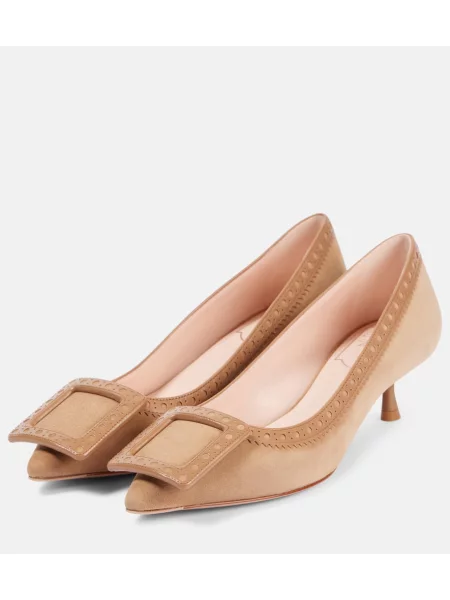 Semišové lodičky Roger Vivier béžová