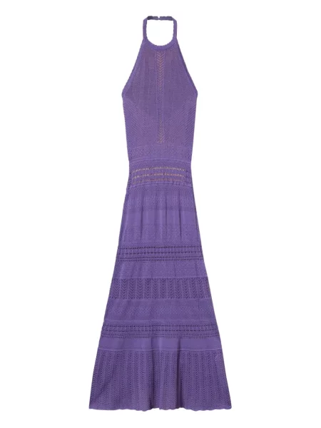 Rochie Twinset tricotate cu gât halter de costum violet