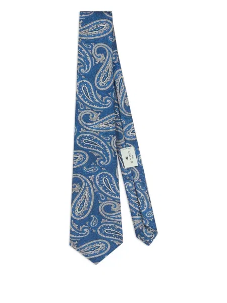 Cravată Etro cu model paisley din jacard albastru