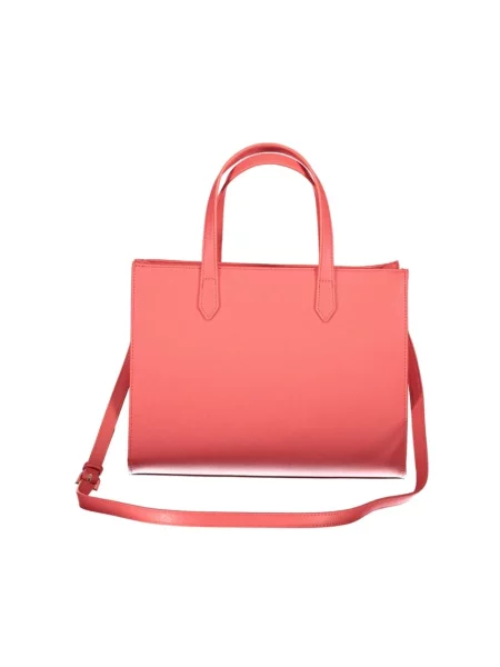Lniana shopperka Valentino By Mario Valentino różowa
