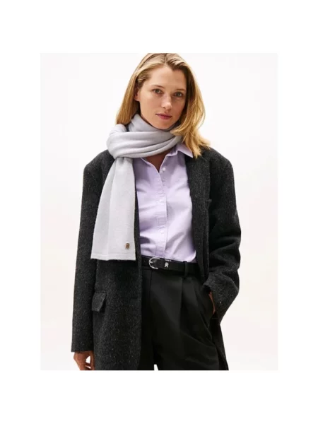 Tommy Hilfiger szalik kaszmirowy szary gładki biała