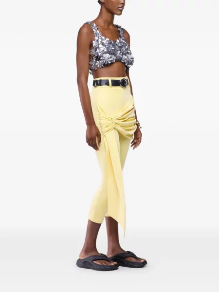 Pantaloni Rabanne drapate galben