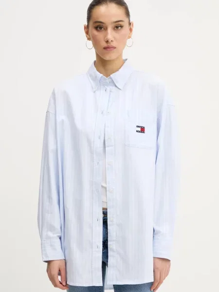 Tommy Jeans koszula relaxed z kołnierzykiem klasycznym niebieski