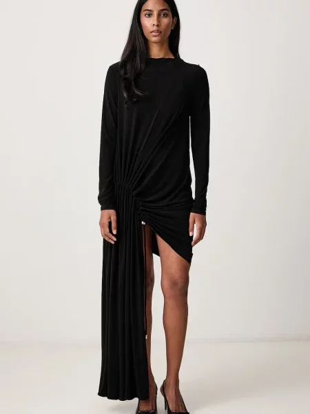 Sportmax Party ασύμμετρο φόρεμα απλό μαύρο