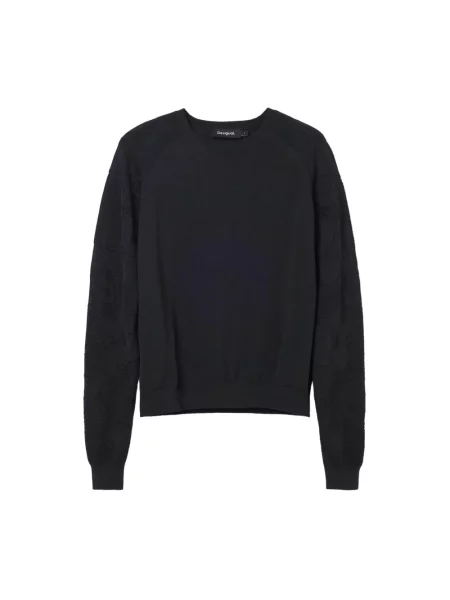 Kardigan Desigual z okrągłym dekoltem czarny