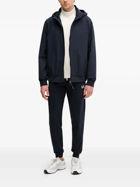 Jachetă cu glugă Ea7 Emporio Armani cu glugă albastru