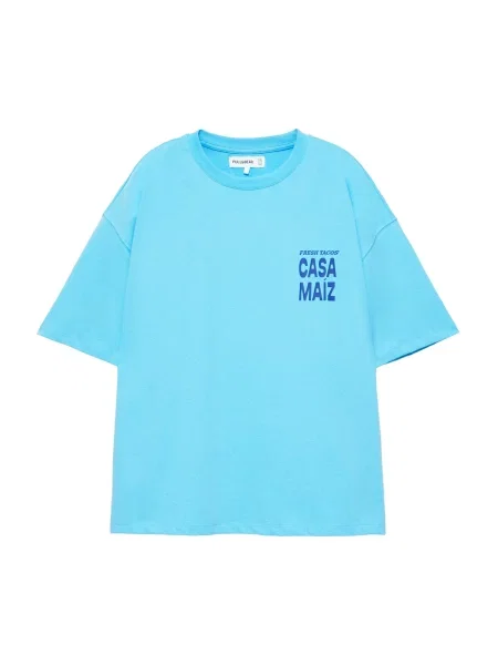 Pull&Bear Tricou TACOS azur / gențiană albastru