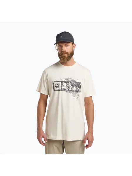 Tricou Jack Wolfskin pentru bărbați Jack Wolfskin Brand T lemn alb