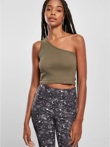Asymetrický zkrácený top Uc Ladies khaki