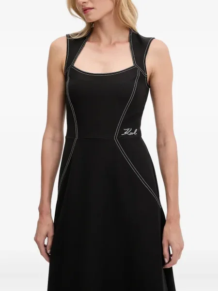 Rochie midi Karl Lagerfeld fără mâneci până la genunchi de costum negru