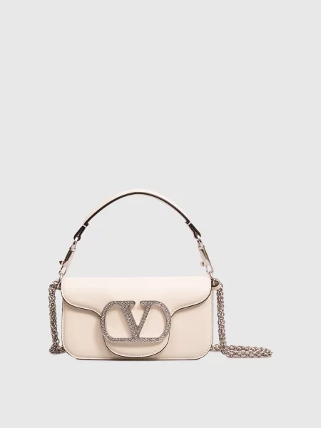 Кожаная сумка Valentino бежевая