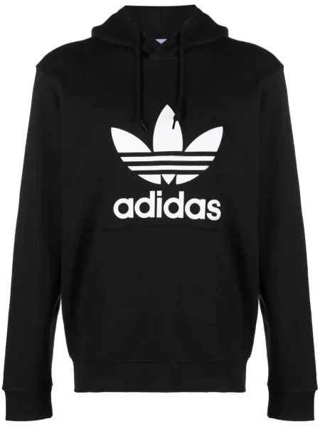 Hanorac cu glugă Adidas cu imagine negru