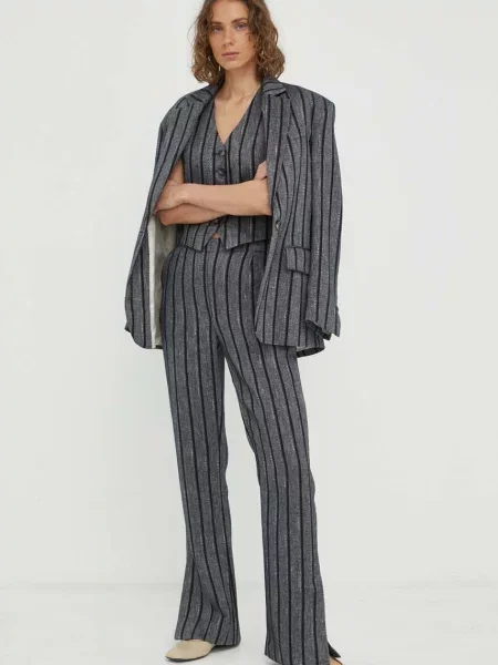 Day Birger et Mikkelsen kamizelka z domieszką lnu jednorzędowa szary