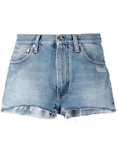 Pantaloni scurți din denim Off-white cu imagine alb