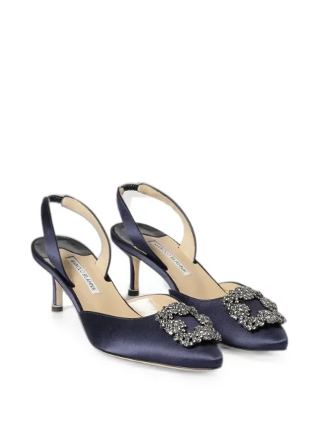 Pantofi cu toc Manolo Blahnik cu cataramă slingback albastru