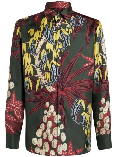 Cămașă Etro de mătase verde