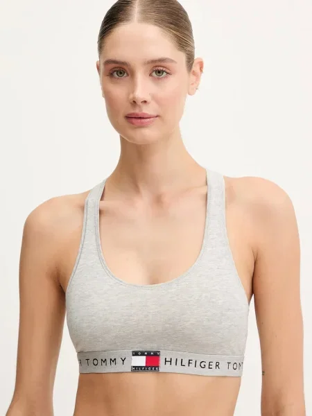 Сутиен Tommy Hilfiger с меланжов десен сиво