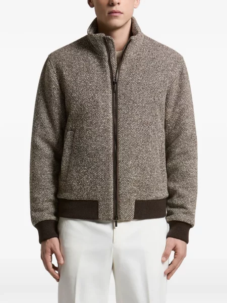 Geacă bomber Peserico cu model herringbone maro