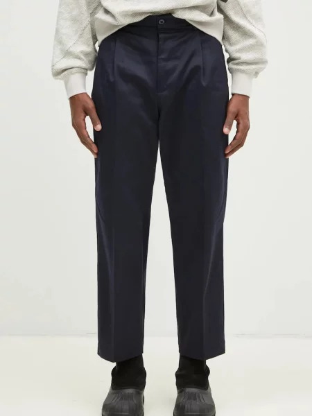 Wacko Maria spodnie Double Pleated Chino Trousers granatowy proste