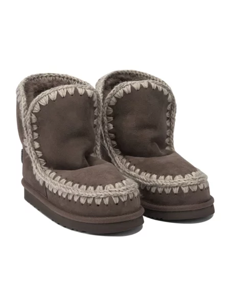 Buty do kostki Mou skórzane z logo brązowe