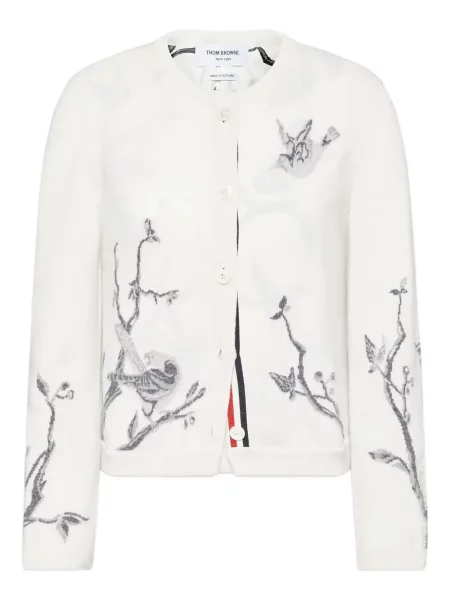 Cardigan Thom Browne din cașmir alb