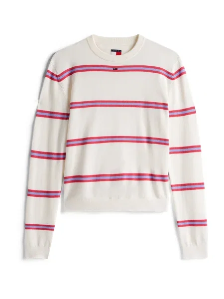 Tommy Jeans Pulover Essential Écru alb