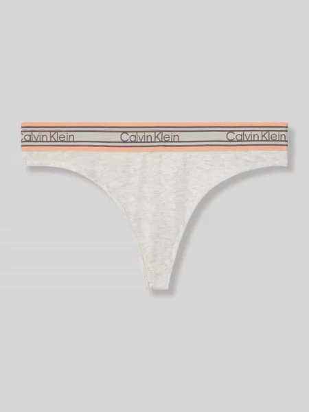 Stringi z mieszanki bawełny z paskiem z logo Calvin Klein Underwear białe