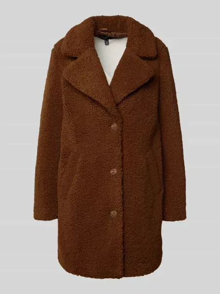 Płaszcz z futerka o kroju regular fit z wykładanym kołnierzem model ‘KYLIE’ Vero Moda