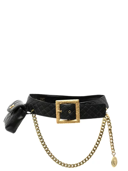 Prošívaný diamant pásek Chanel Pre-owned černý