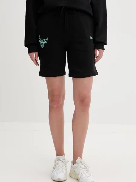 New Era szorty dresowe z bawełną CHICAGO BULLS czarne