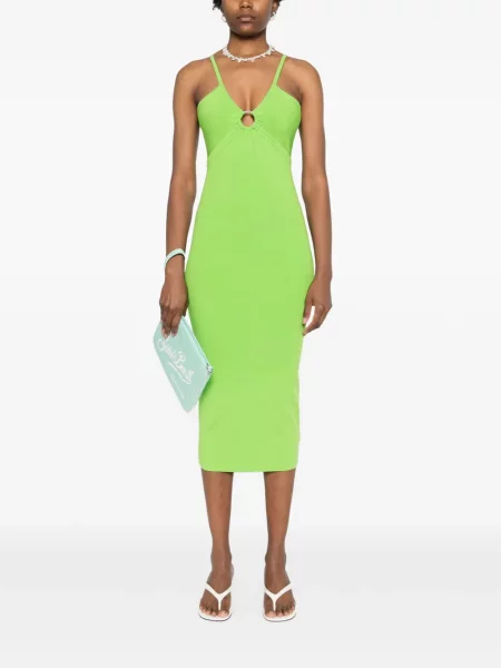 Sukienka mini Michael Michael Kors bez rękawów z nadrukiem w zebrę zielona