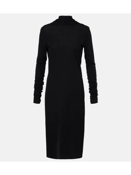 Rochie midi Toteme din jerseu drapată până la genunchi negru