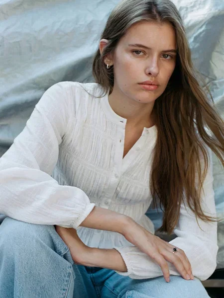 Bluzka z marszczeniem złamana biel Teen XXS MANGO TEEN