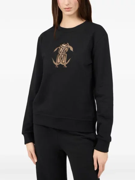 Pulover Roberto Cavalli cu broderie negru