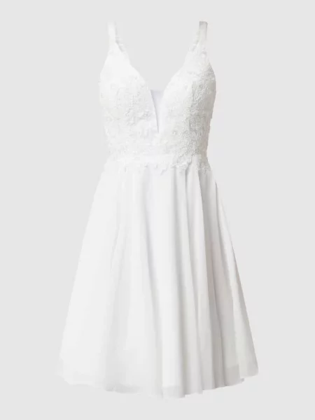 Sukienka koktajlowa z dekoltem w kształcie serca Luxuar biała