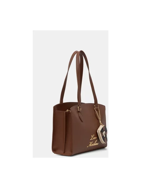 Shopperka Love Moschino w serca z logo brązowa