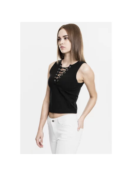Top Urban Classics din dantelă negru