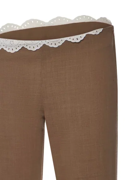 Pantaloni Magda Butrym din dantelă maro