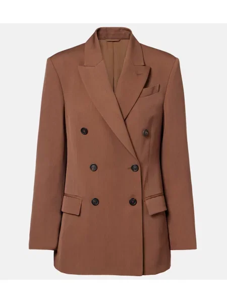 Sacou Brunello Cucinelli de lână cu două rânduri de nasturi maro