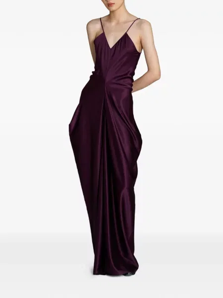 Rochie maxi Yangkehan de mătase drapată violet