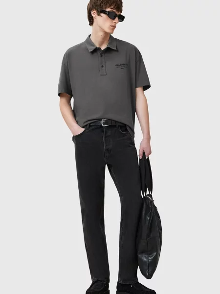 Однотонное поло Allsaints серое