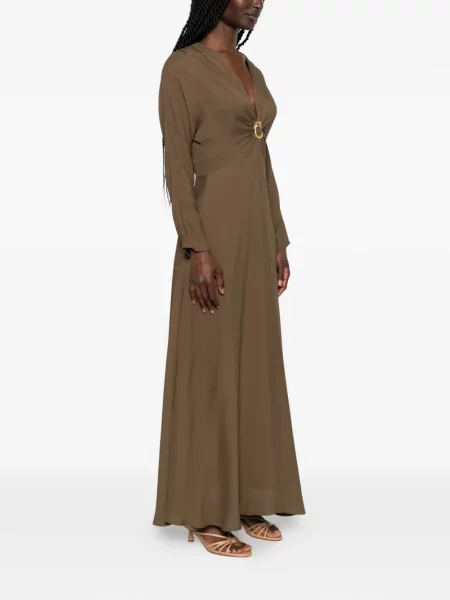Rochie maxi Forte_forte cu decolteu în V verde