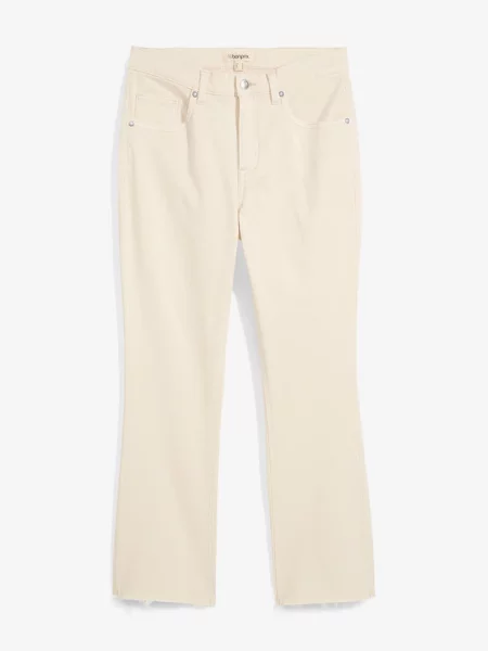 Jeansy flared high waist cropped beżowe