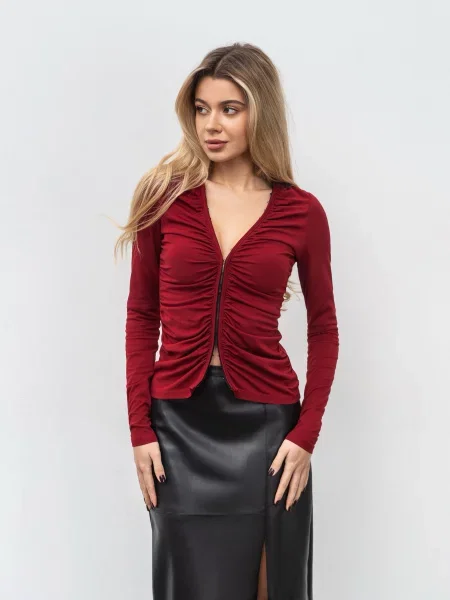 Лонгслів Romashka Кліо віскоза/нейлон бордовий