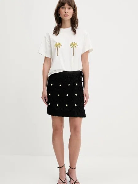 Спідниця з домішкою вовни Never Fully Dressed mini пряма чорний