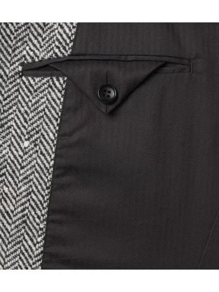 Sacou Junya Watanabe de lână cu model herringbone gri